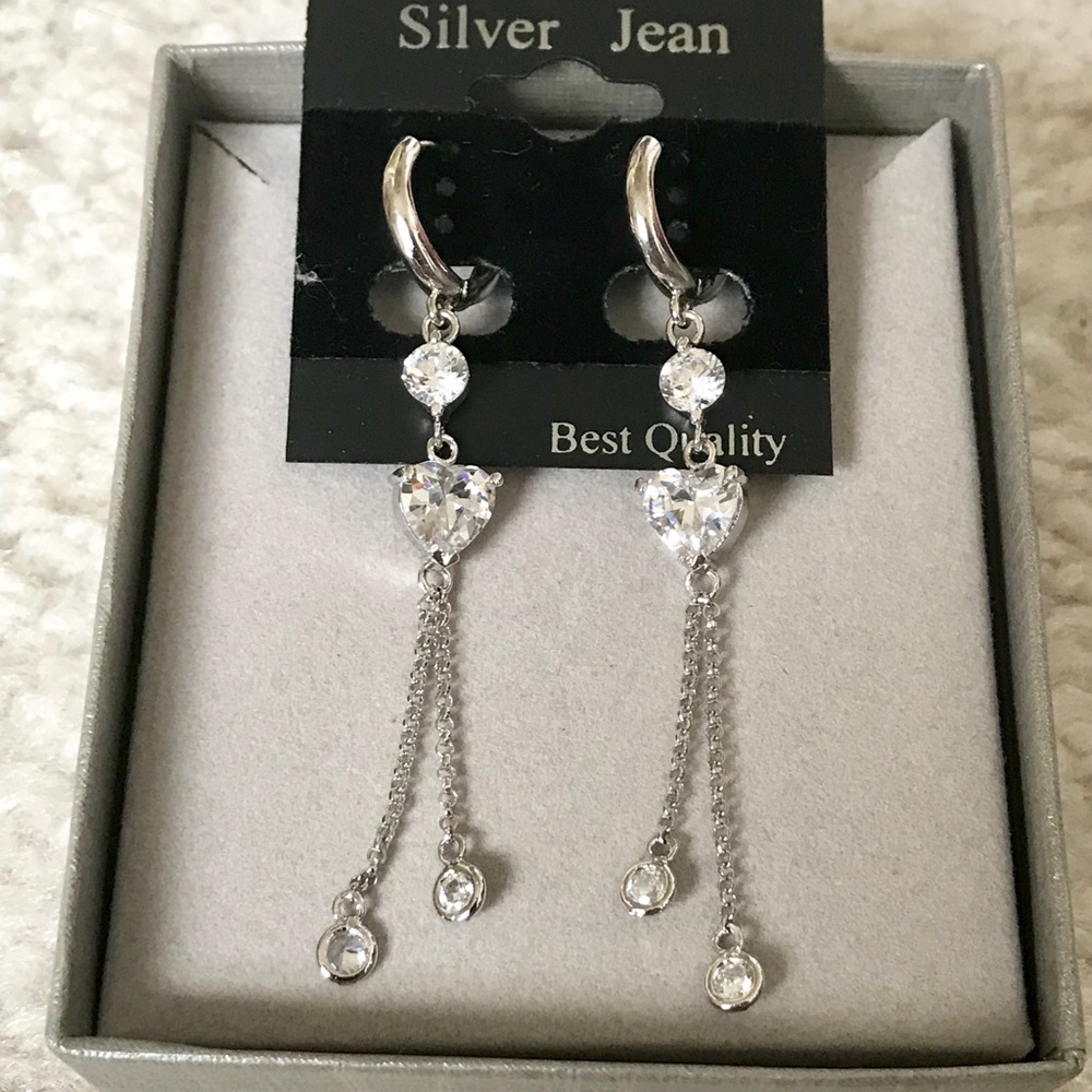 Silver earring W Rhinestone - Picture 2 of 5